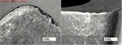 (a)前刀面磨损形貌        (b)后刀面磨损形貌